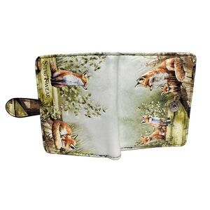 9530 Fox Family Small Wallet and Teen Girls Vegan Faux Leather Green 4.5"